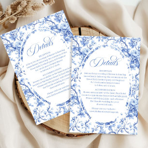 Cartão De Informações Detalhes do local de casamento com rosas toile nav