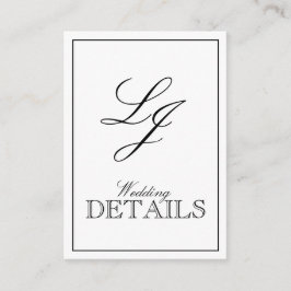 Cartão De Informações Detalhes do Monograma do Código QR preto e branco