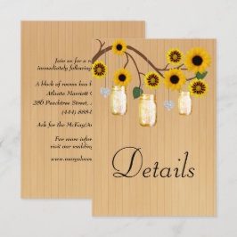 Cartão De Informações Detalhes do Motivo Floral Amarelo da Madeira Rústi