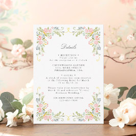 Cartão De Informações Detalhes do QR de Casamento Floral Ornate Jardim R