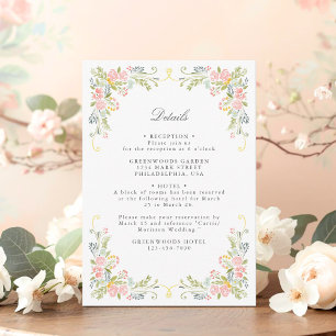 Cartão De Informações Detalhes do QR de Casamento Floral Ornate Jardim R