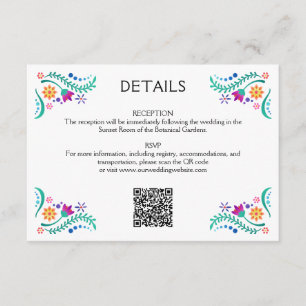 Cartão De Informações Detalhes do QR do Casamento Fiesta Floral