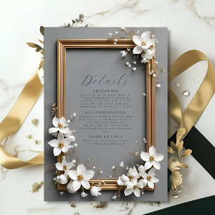 Cartão De Informações Detalhes do Quadro Dourado Floral Vintage Chic