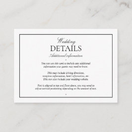 Cartão De Informações Detalhes do Script Clássico Branco Preto Elegante