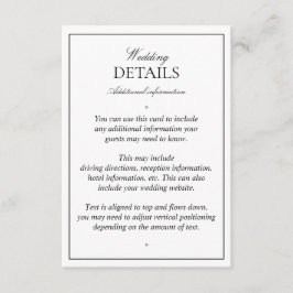 Cartão De Informações Detalhes do Script Clássico Branco Preto Elegante