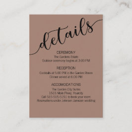 Cartão De Informações Detalhes do Script Rich Mocha Black Love