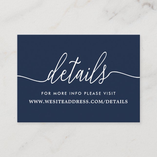 Cartão De Informações Detalhes do Script Simples Azul e Branco do Marinh (Frente)