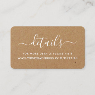 Cartão De Informações Detalhes do Script Simples Rustic Country Kraft