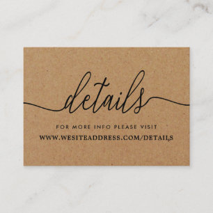Cartão De Informações Detalhes do Script Simples Rustic Kraft