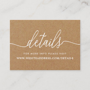 Cartão De Informações Detalhes do Script Simples Rustic Kraft