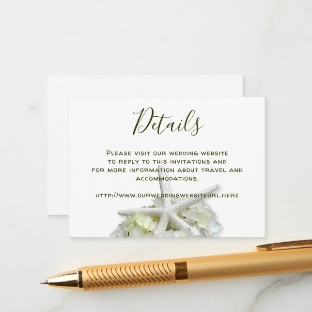 Cartão De Informações Detalhes do Site de Casamento Branco do Jardim do  (Frente/Verso In Situ)