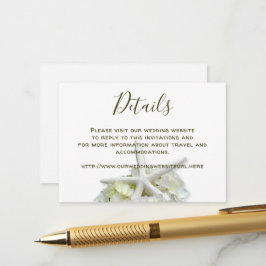 Cartão De Informações Detalhes do Site de Casamento Branco do Jardim do