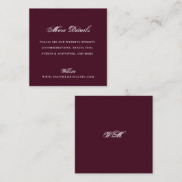 Cartão De Informações Detalhes do Site de Casamento Burgundy Formal Mini