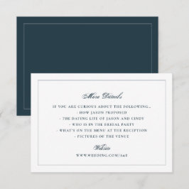 Cartão De Informações Detalhes do Site de Casamento de Nave Branco Cláss