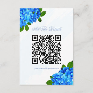 Cartão De Informações Detalhes do Site de Casamento Floral Hortênsia Azu