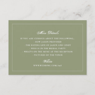 Cartão De Informações Detalhes do Site de Casamento Formal Musgo Verde