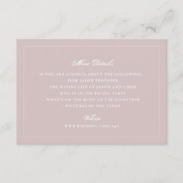 Cartão De Informações Detalhes do Site de Casamento Formal Rosa Bege