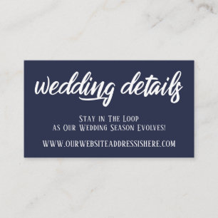Cartão De Informações Detalhes do Site de Casamento no Script Elegante,
