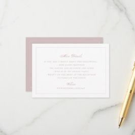 Cartão De Informações Detalhes do Site de Casamento Rosa Bege Elegante