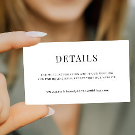 Cartão De Informações Detalhes do site de casamento simples e elegante