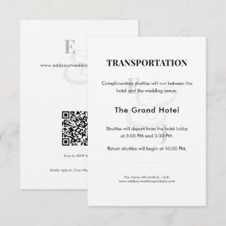 Cartão De Informações Detalhes do Transporte para Casamento Sage | QR