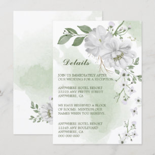 Cartão De Informações detalhes do verde-flores brancas