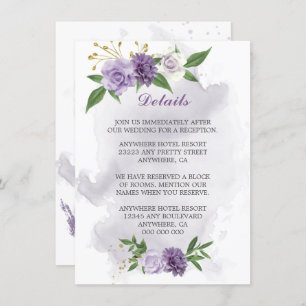Cartão De Informações detalhes do verde-flores roxas