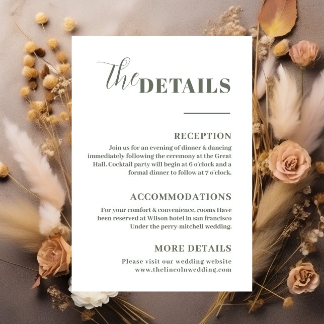 Cartão De Informações Detalhes do verde-sábio mínimo elegante (Criador carregado)