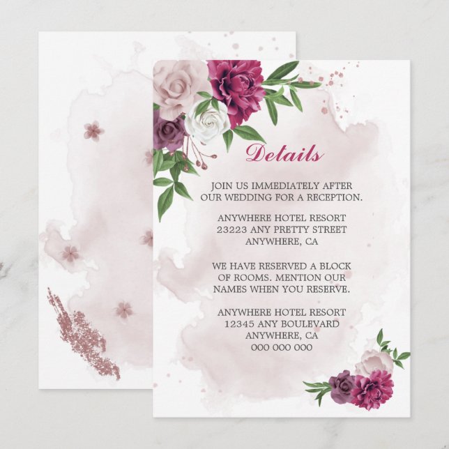 Cartão De Informações detalhes do verde-verde das flores da madrugada ro (Frente/Verso)