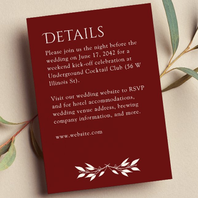 Cartão De Informações Detalhes do Vermelho de Rosewood Strike do Monogra (Criador carregado)