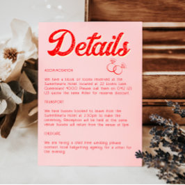 Cartão De Informações Detalhes do vermelho moderno e do negrito rosa