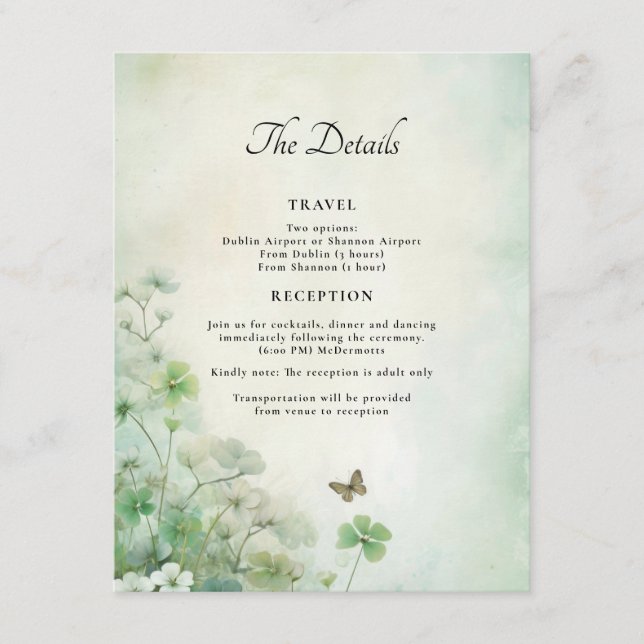 Cartão De Informações Detalhes dos Campos de Trevo (Frente)