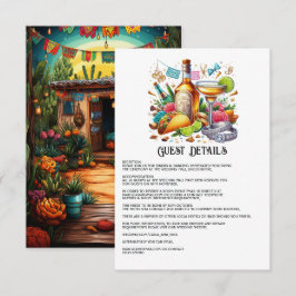 Cartão De Informações Detalhes dos Convidados da Festa Mexicana Taco & T