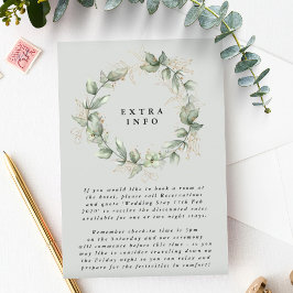 Cartão De Informações Detalhes Dourados do Vidro Verde Eucalyptus Wreath