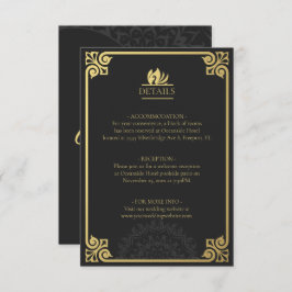 Cartão De Informações Detalhes Dourados e Pretos do Deco de Arte Moderna