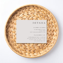 Cartão De Informações Detalhes e acomodações do casamento Modern Eleganc