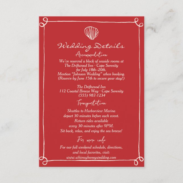 Cartão De Informações Detalhes e Direção do Casamento de Limão Desenhado (Frente)