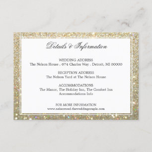 Cartão De Informações Detalhes e Mais Informações - Gold Glit Fab