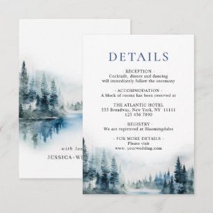 Cartão De Informações Detalhes Elegantes de Floresta Nebulosa em Aquarel