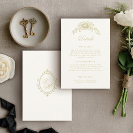 Cartão De Informações Detalhes Elegantes de Herança de Casamento da Era 