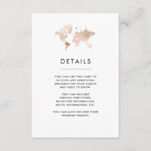 Cartão De Informações Detalhes elegantes do casamento do tema do viagem