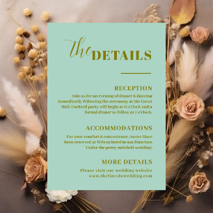 Cartão De Informações Detalhes em verde menta minimalista moderno