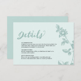 Cartão De Informações Detalhes Florais Caprichosos em Azul Rústico