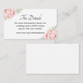 Cartão De Informações Detalhes Florais de Rosa Rosa Elegante para Enclos