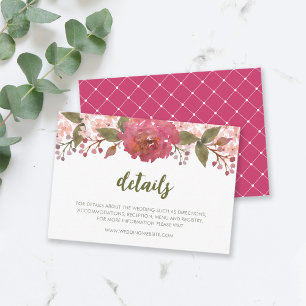 Cartão De Informações Detalhes florais do casamento da aguarela roxa