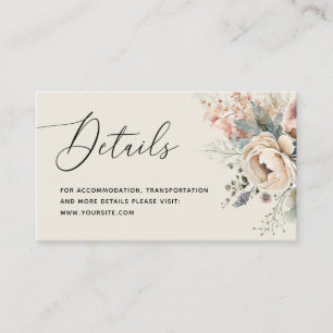 Cartão De Informações Detalhes florais do Watercolor boho. Casamento ele