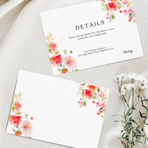 Cartão De Informações Detalhes Florais Rosa e Laranja para Formatura