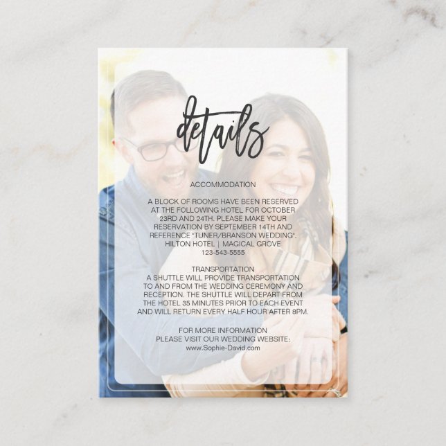 Cartão De Informações Detalhes Geométricos De Casamento De Fotos Desbota (Frente)