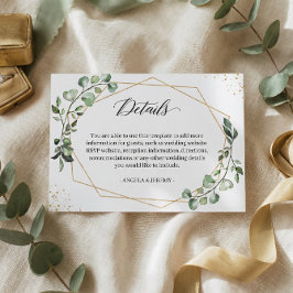 Cartão De Informações Detalhes Geométricos do Casamento Eucalyptus Green