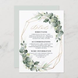 Cartão De Informações Detalhes Geométricos do Casamento Eucalyptus Green